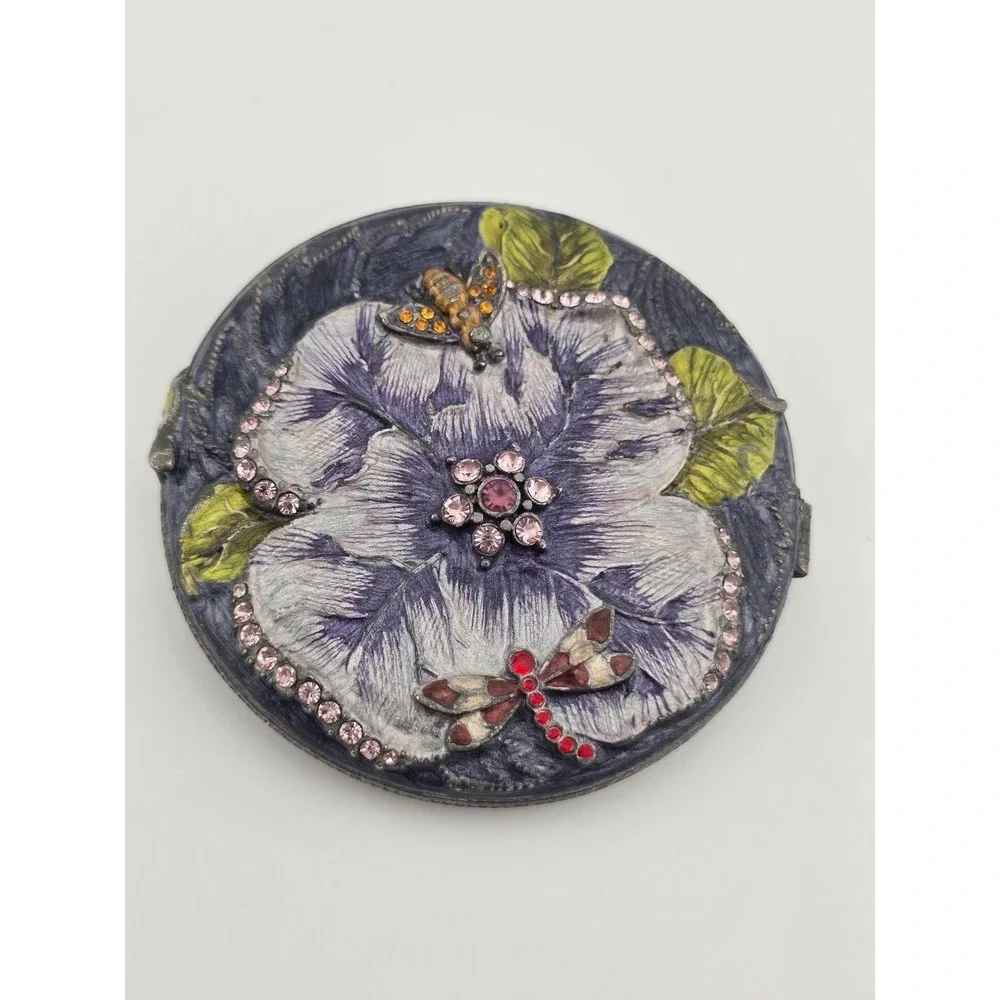Vintage Pewter Dragonfly Compact Mirror